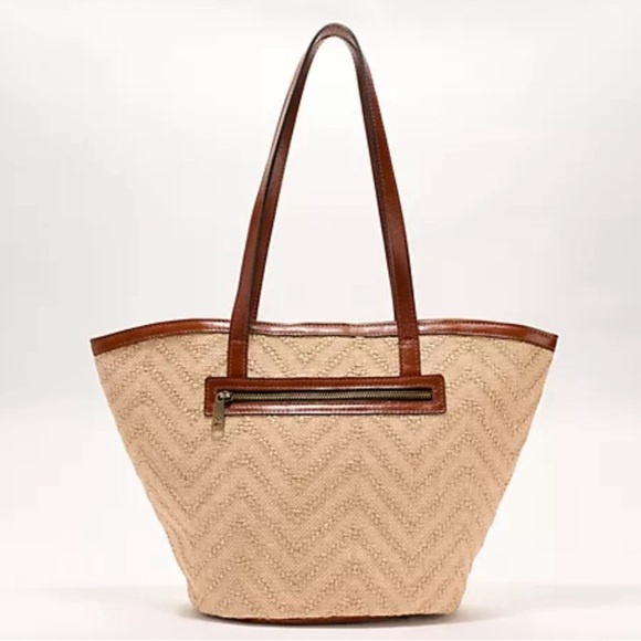 Patricia Nash Woven Tote Zig-Zag Eco-Friendly Boho Chic Bag - Picture 3 of 8